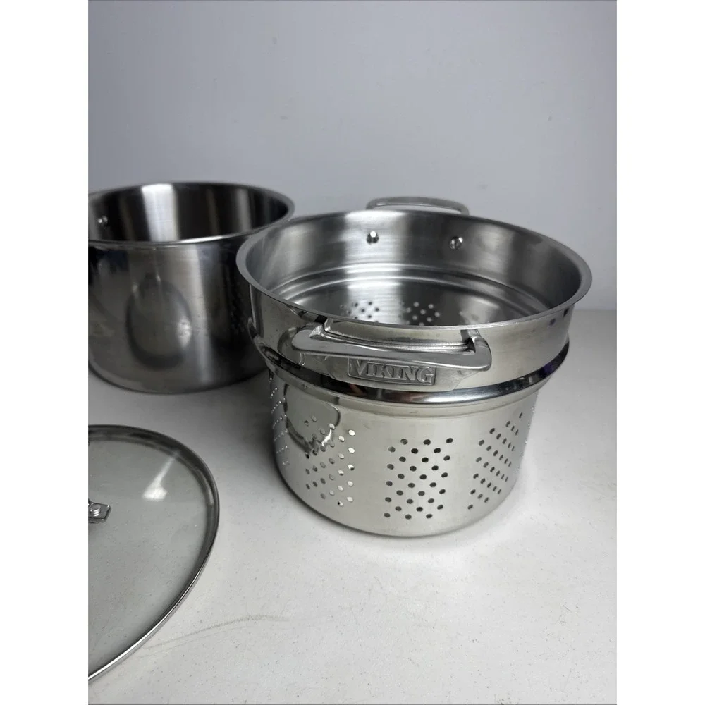 Viking 3 ply Stock Pot Pasta Strainer 8-QT, 7.6L 18/8 Stainless Steel 3 Set